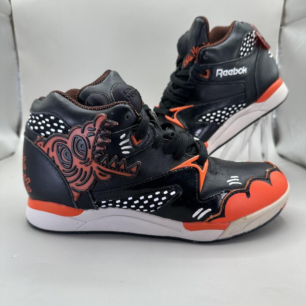 Reebok Pump Omni Shoes Womens Size 7 Black Crack Is Wack Keith Haring x Basquiat